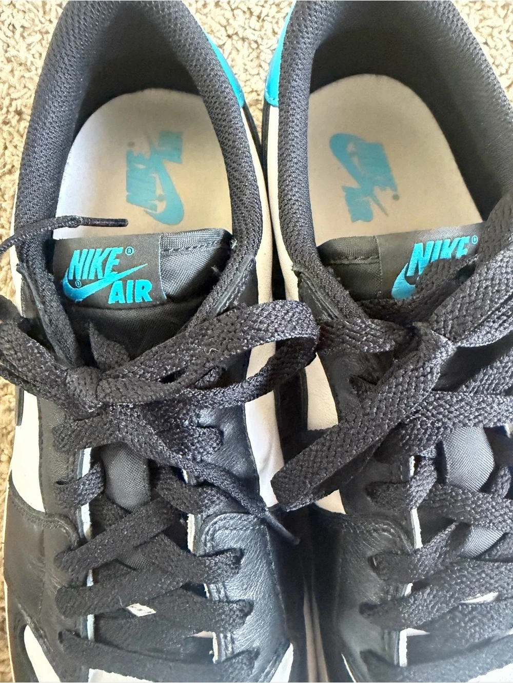 Size 11.5 Men Jordan 1 Retro Low OG Black Dark Powder Blue Pre Owned As is - Picture 8 of 8